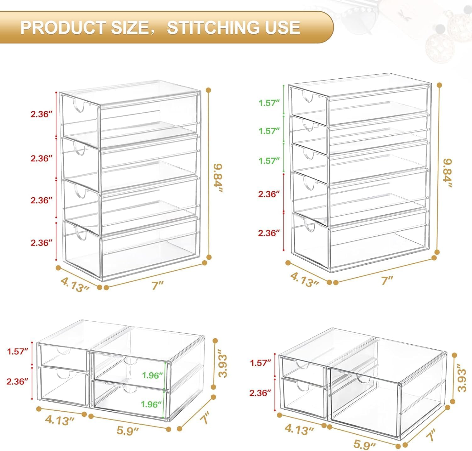 16-Drawer Clear Acrylic Organiser Set