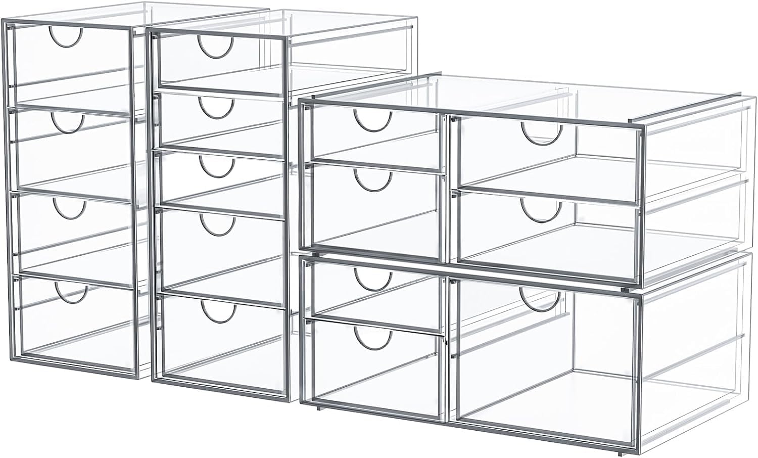 16-Drawer Clear Acrylic Organiser Set