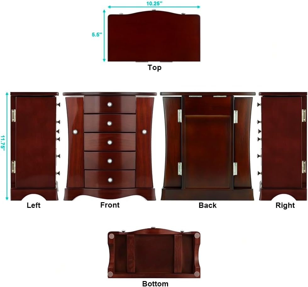 Brown Finish Wood Jewellery Box