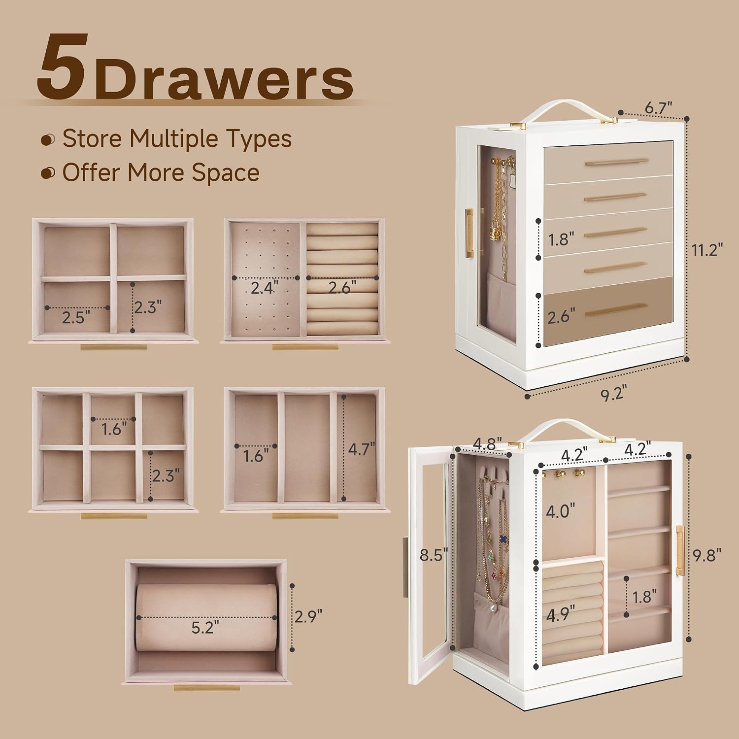 Five-Drawer Rotating Jewellery Organiser