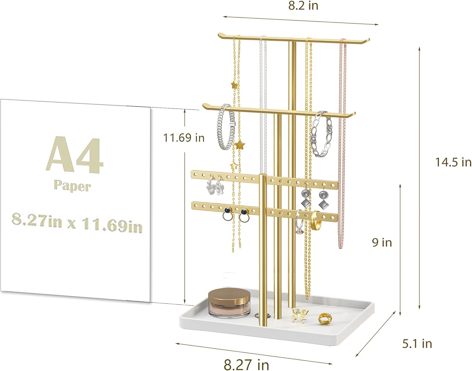 Gold Tone Multi-Tier Jewellery Stand
