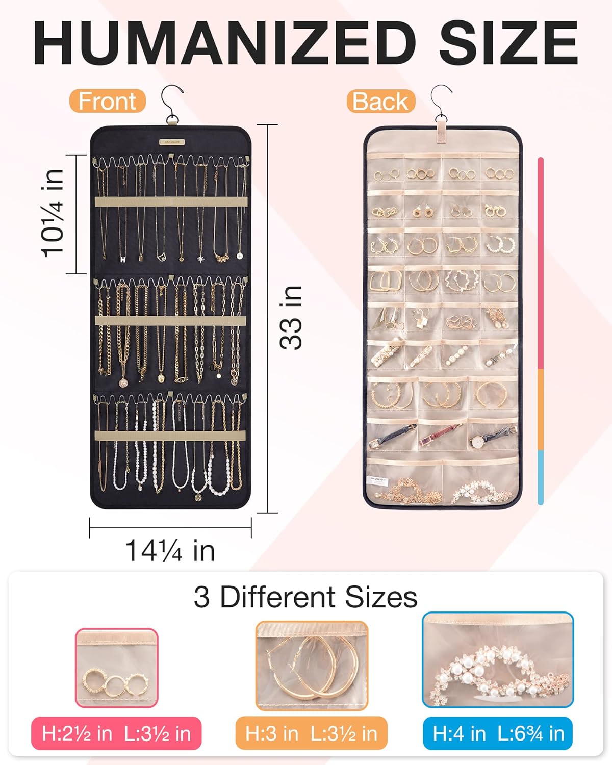 Two-Sided Hanging Jewellery Organiser